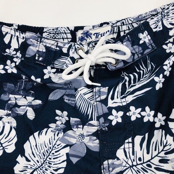 Trunks Surf & Swim Co. Mens Swim Trunks Bathing Suit Small Blue White Hawaiian - Picture 4 of 6